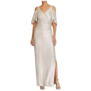 Lauren Ralph Lauren Formal Maxi Sparking Wedding New Years Party Champagne Dress